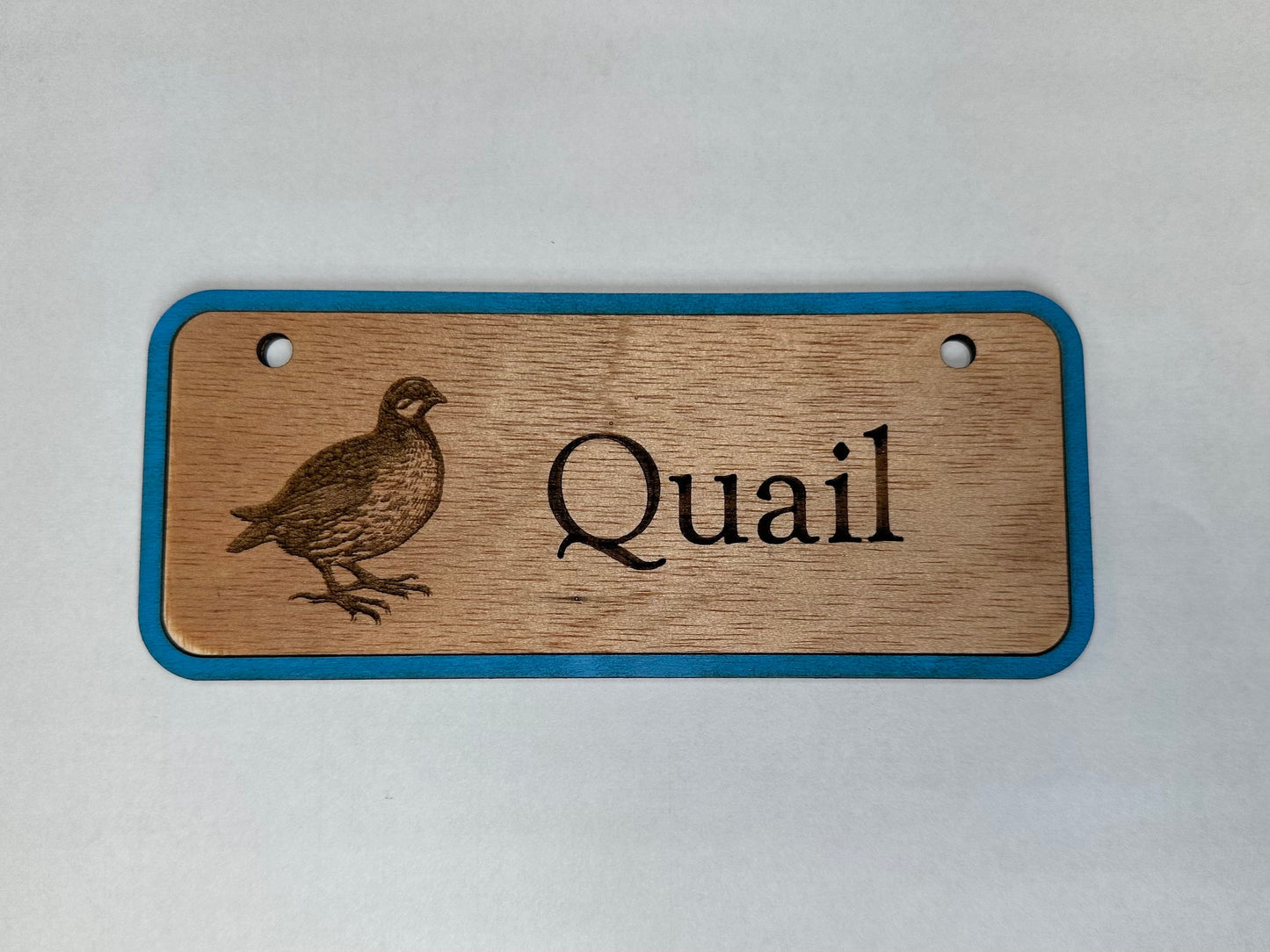 Hand Painted Quail Coop Sign: Laser Engraved Wood Name Plate