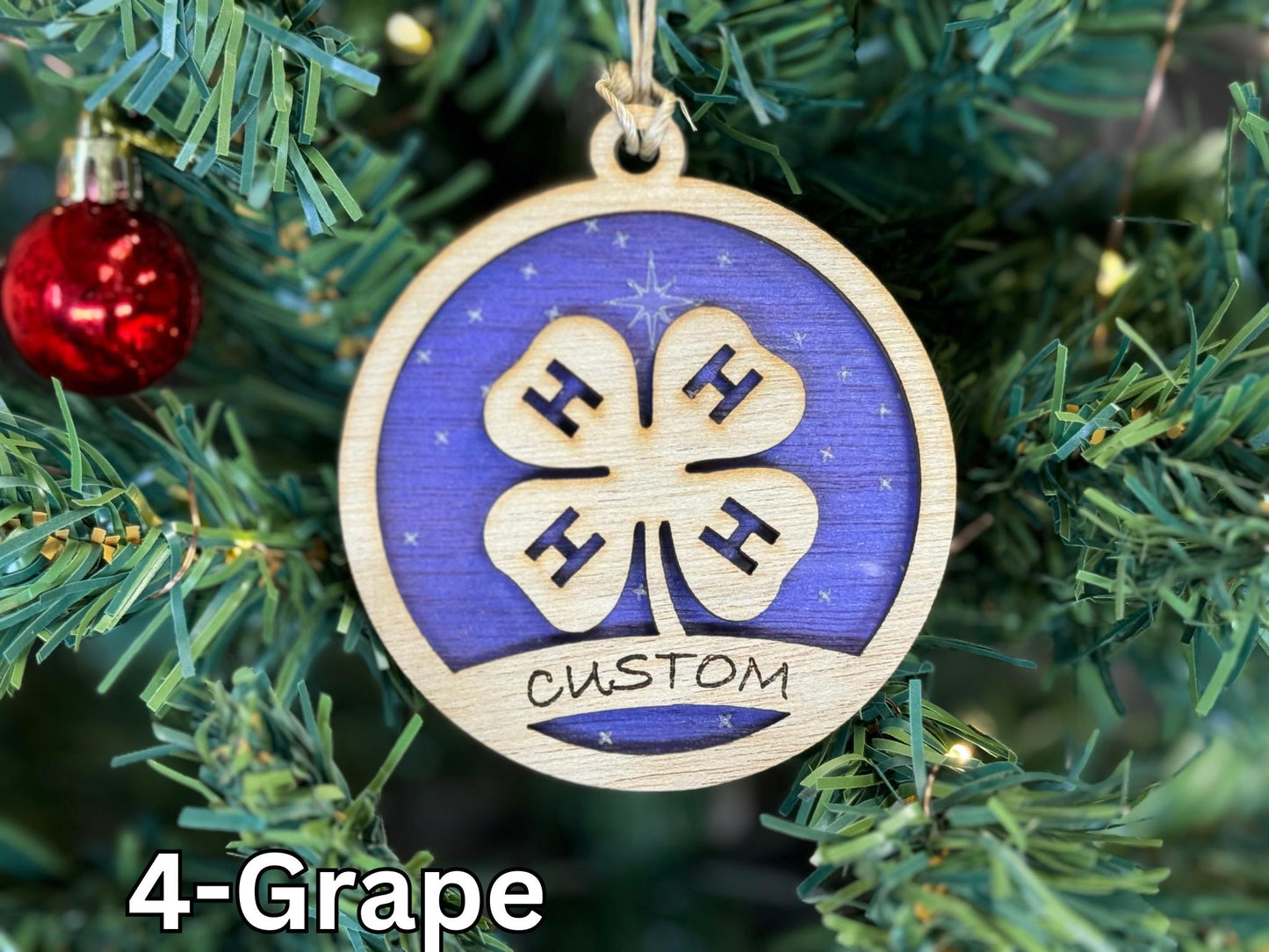4-H Christmas Ornament: Rustic Wooden Farm Animal Gift