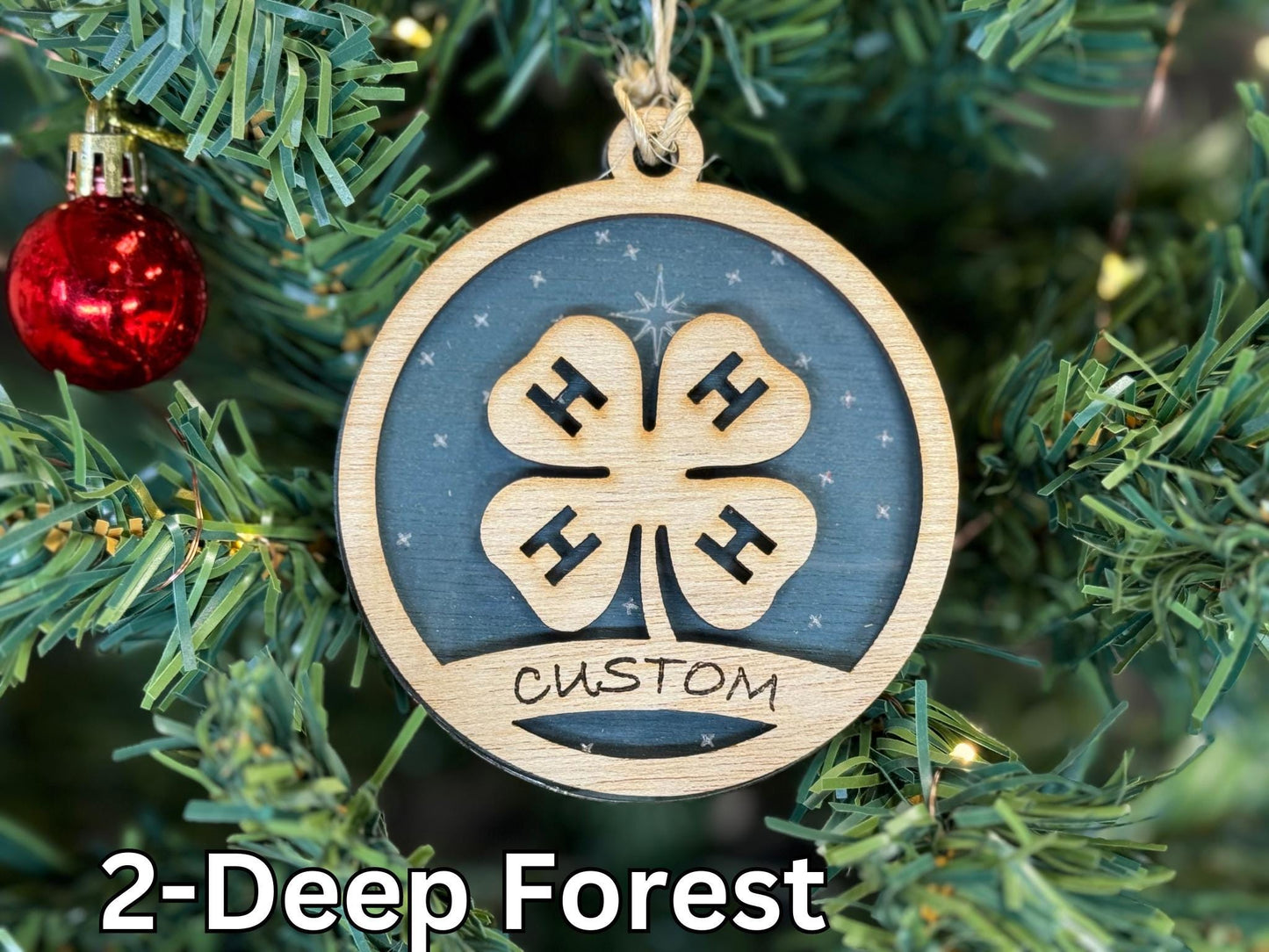 4-H Christmas Ornament: Rustic Wooden Farm Animal Gift
