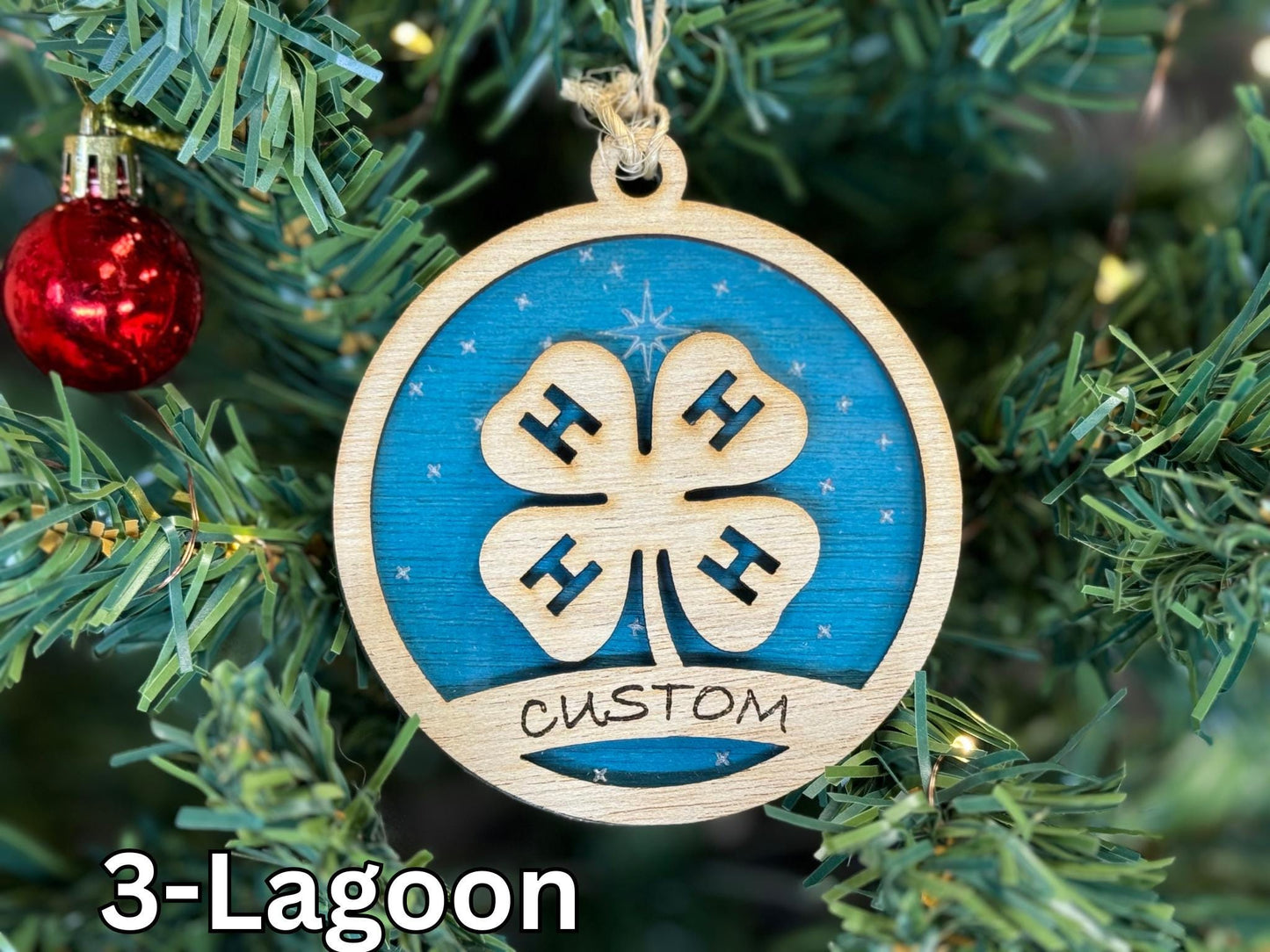 4-H Christmas Ornament: Rustic Wooden Farm Animal Gift