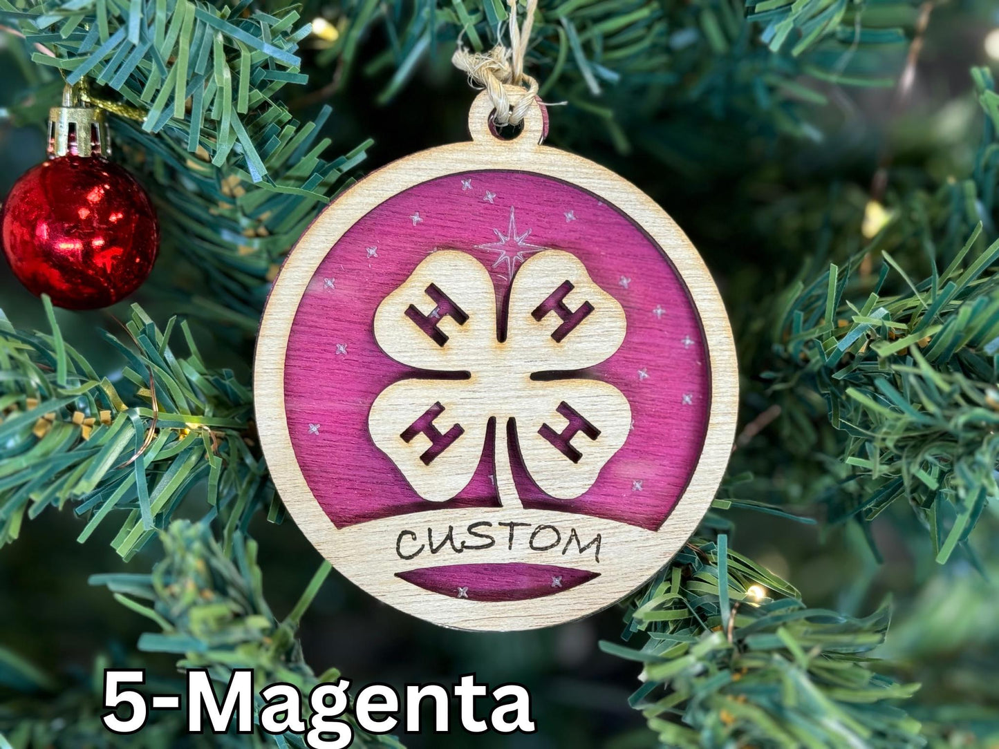 4-H Christmas Ornament: Rustic Wooden Farm Animal Gift