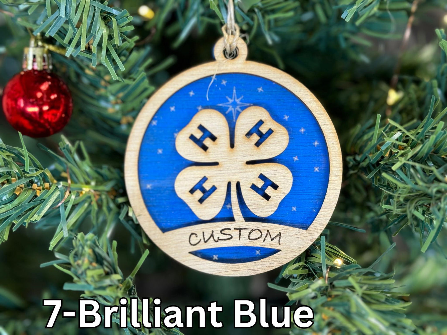 4-H Christmas Ornament: Rustic Wooden Farm Animal Gift
