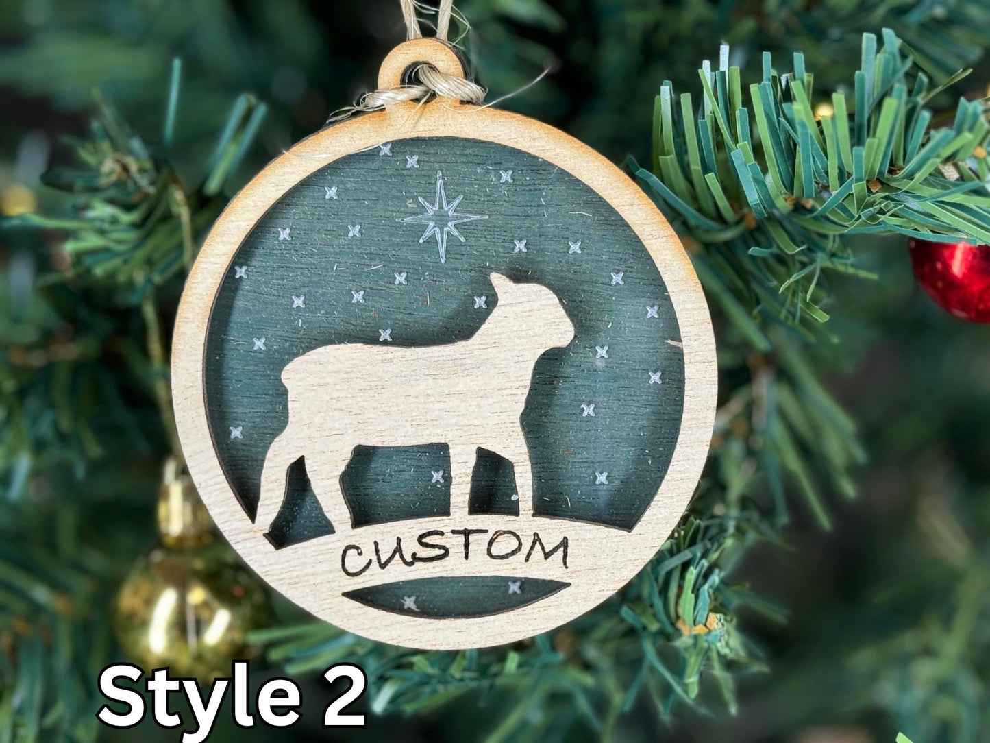 Lamb Christmas Ornament: Rustic Wooden Sheep, 4H Club Gift