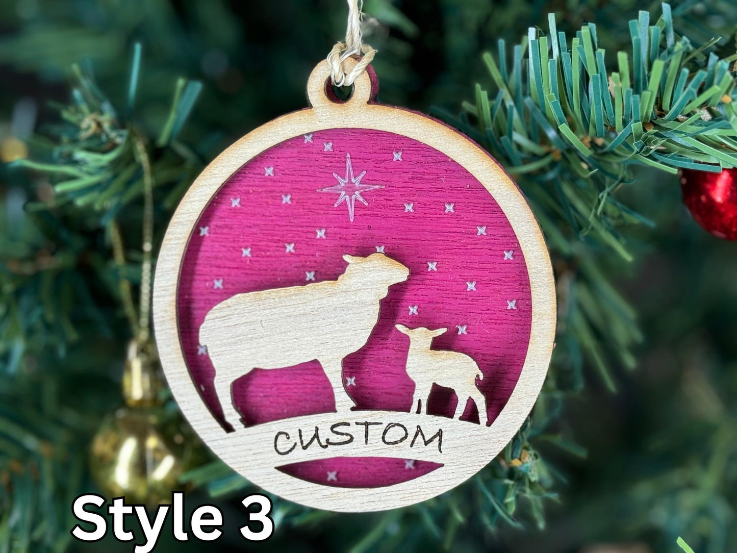 Lamb Christmas Ornament: Rustic Wooden Sheep, 4H Club Gift