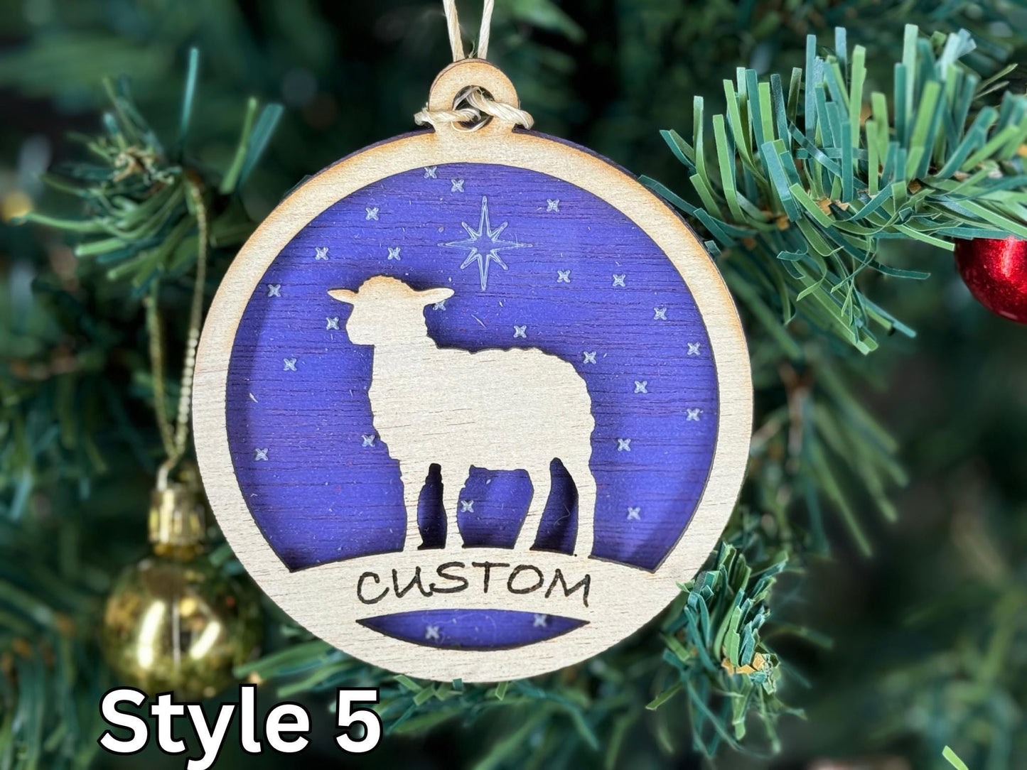 Lamb Christmas Ornament: Rustic Wooden Sheep, 4H Club Gift