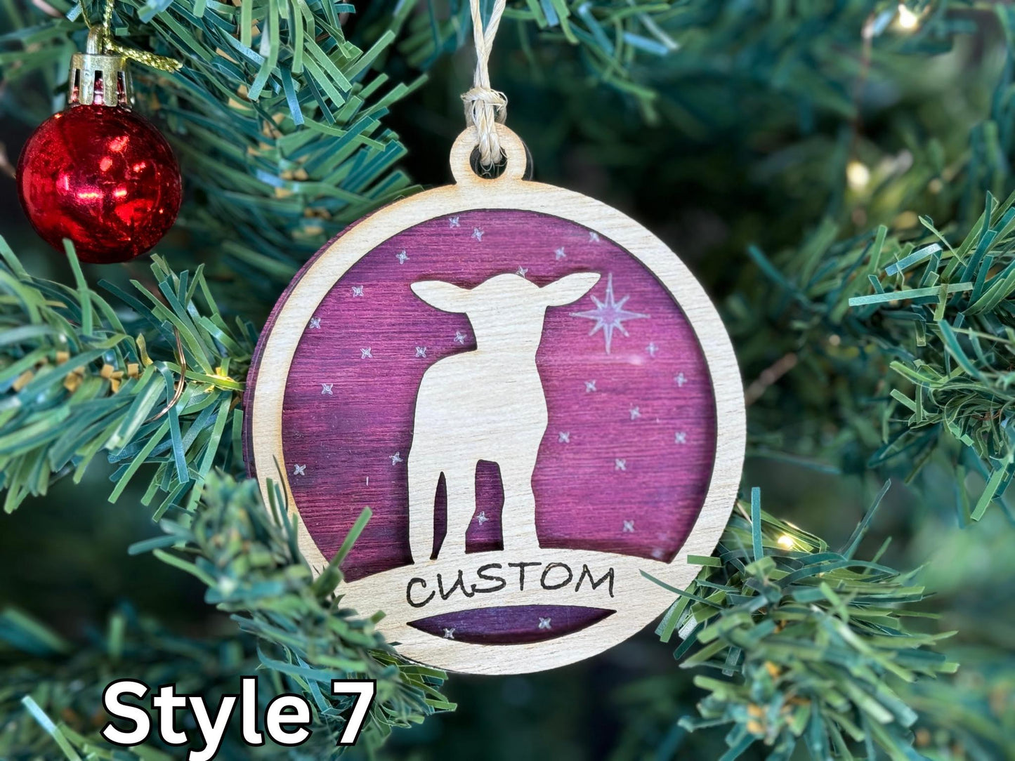 Lamb Christmas Ornament: Rustic Wooden Sheep, 4H Club Gift
