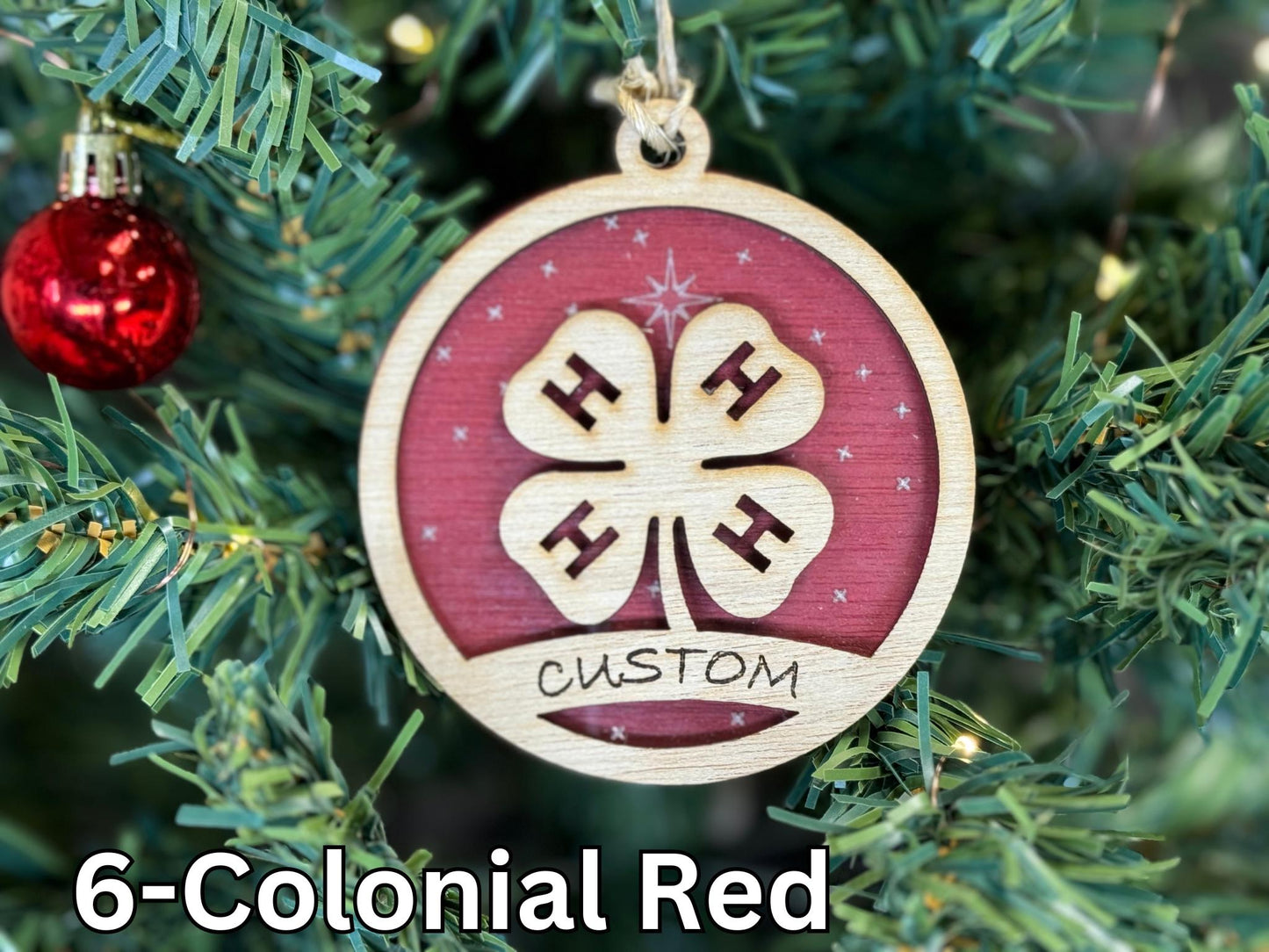 4-H Christmas Ornament: Rustic Wooden Farm Animal Gift