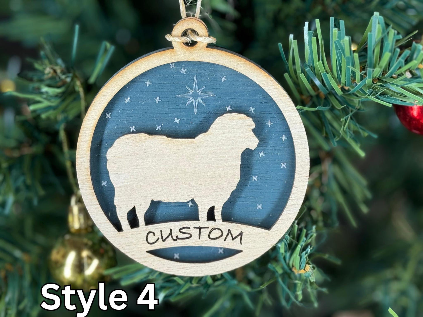 Lamb Christmas Ornament: Rustic Wooden Sheep, 4H Club Gift