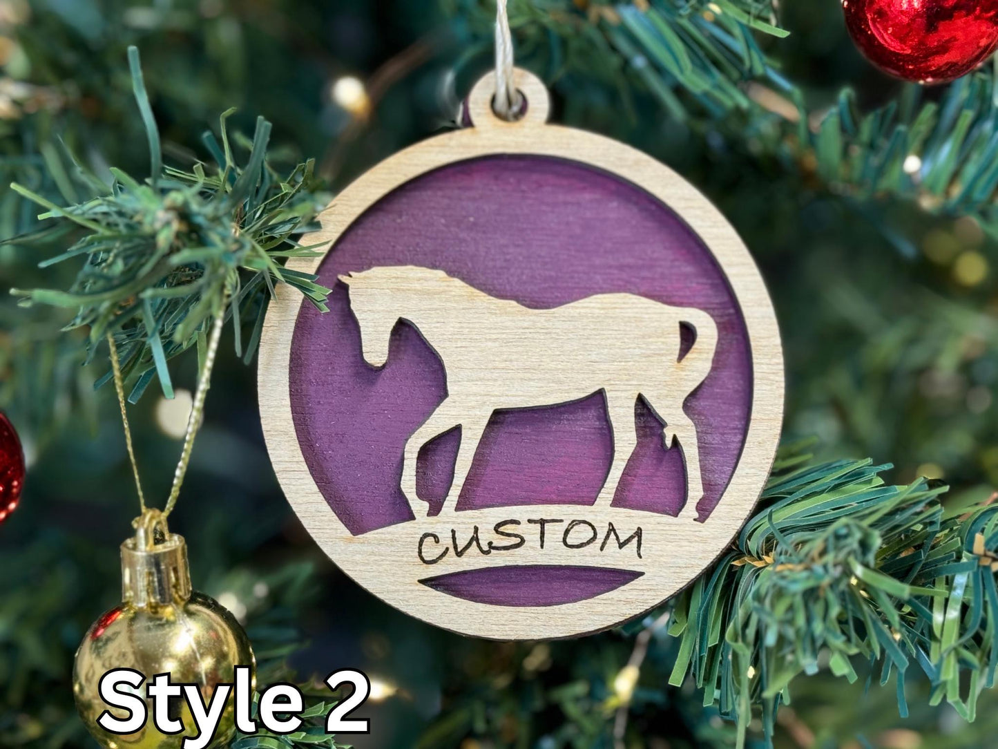 Rustic Wooden Horse Christmas Ornament: Farm Animal Gift