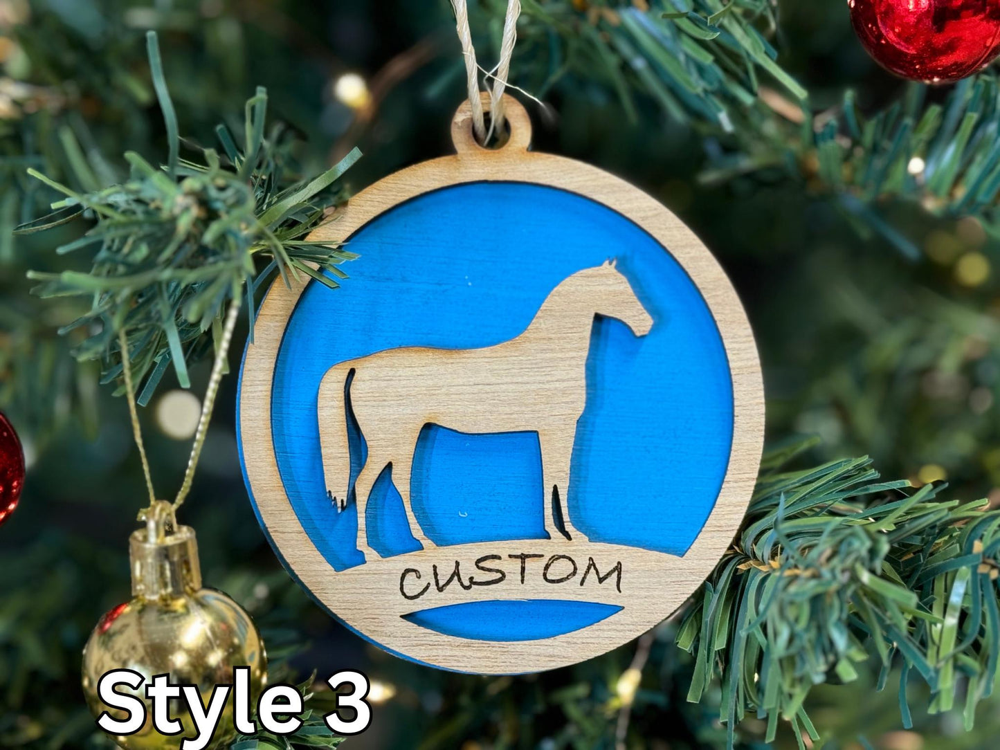 Rustic Wooden Horse Christmas Ornament: Farm Animal Gift