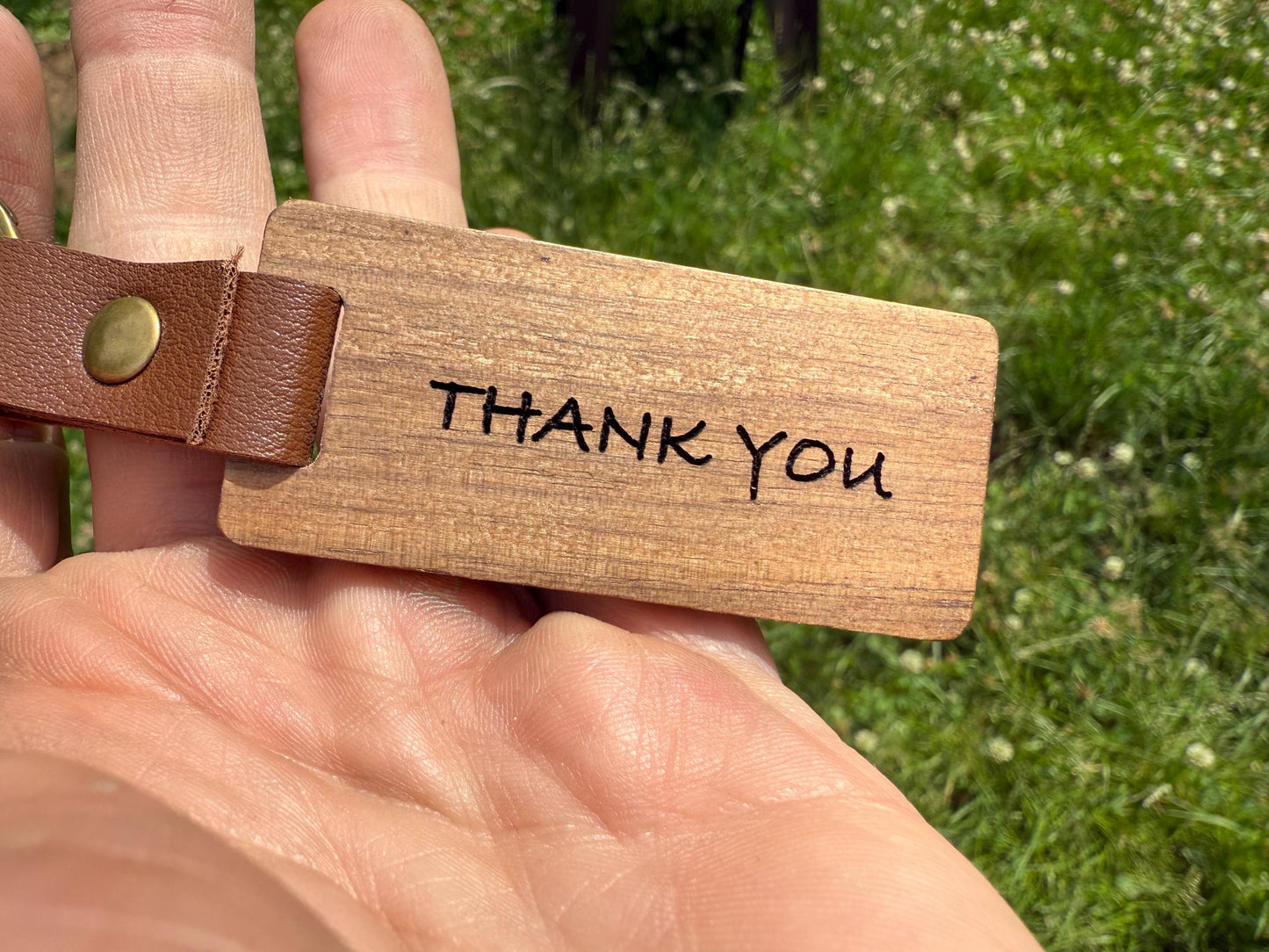 Engraved Walnut Market Steer Keychain: Livestock Show Buyer Gift