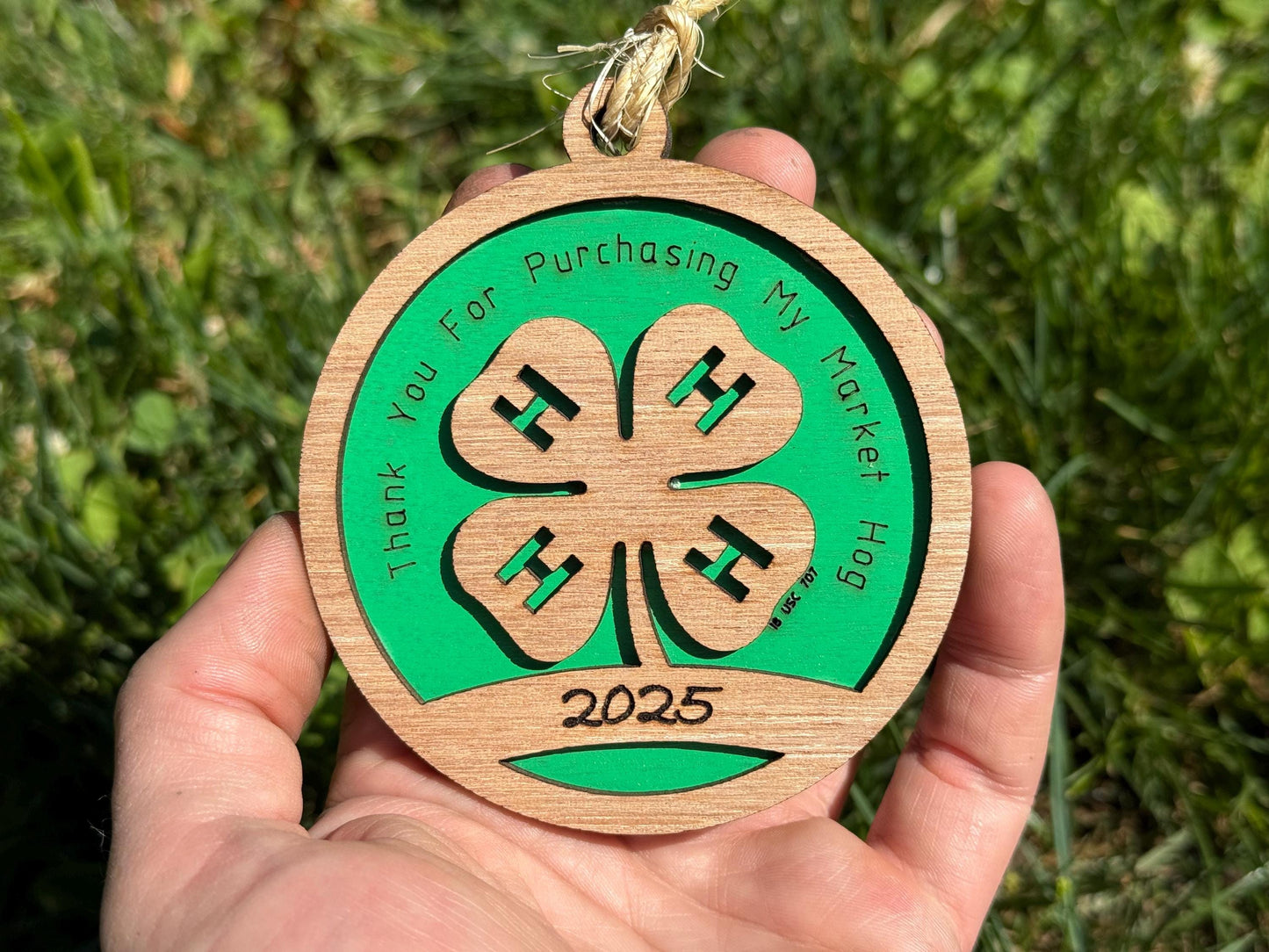 Laser Cut Clover Ornament: Rustic Wooden Christmas Tree Decoration