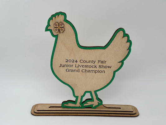 Chicken Show Award for  livestock show expo 4H 4-H Trophy market chicken