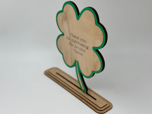 4-H Clover Handcrafted Wooden Buyers Thank You Gift or Sponsor Gift for Auctions Perfect County Fair Junior Livestock Show Award Trophy 4H