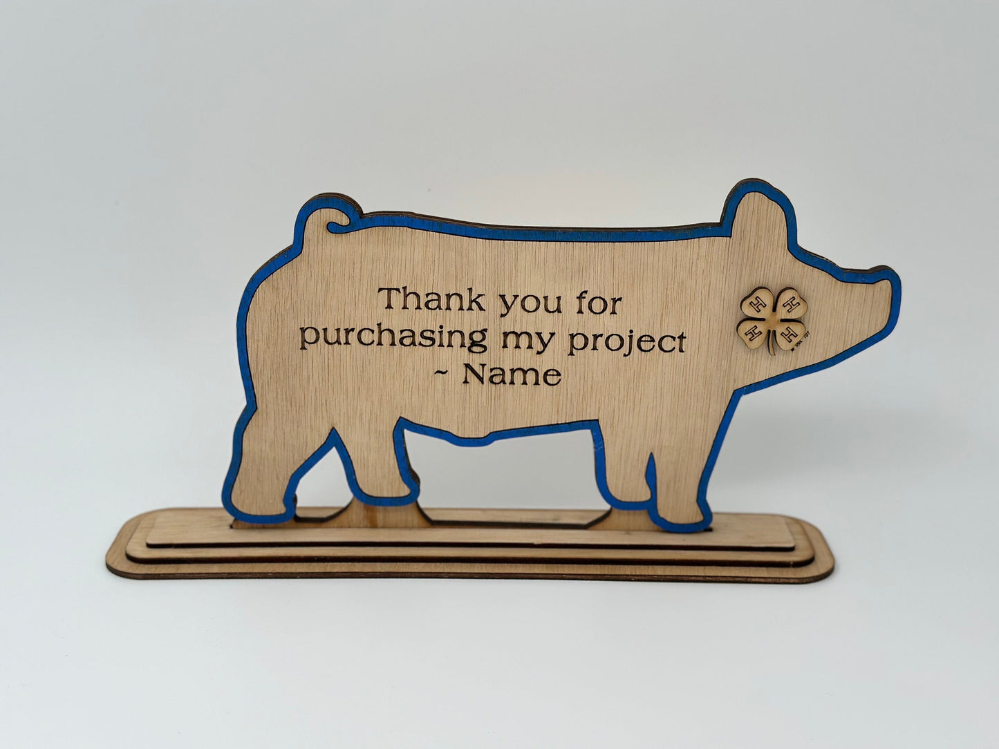 Pig Market Hog Barrow Wooden Buyers Thank You Gift Sponsor Gift for Auctions Perfect County Fair Livestock Show Award Trophy 4H