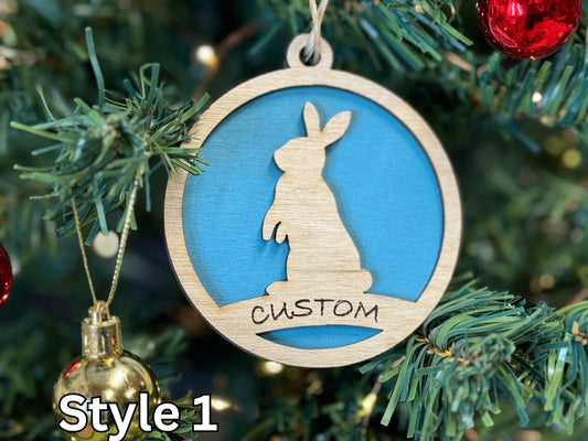 Rabbit Ornaments for Christmas, livestock, animal, farm, rustic, wooden, gift idea, award, thank you gift or buyers gift