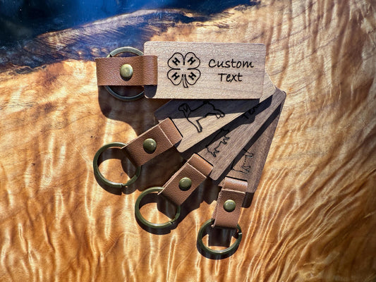 Keychain - Customizable Farm animal keychain with livestock like a steer hog lamb goat rabbit chicken or 4h clover