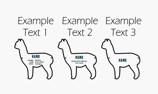 Alpaca Stall tag or name plate label for fairs and livestock shows