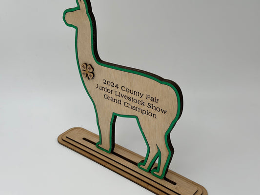 Llama Show Award for livestock show fairs and expos 4H 4-H Trophy