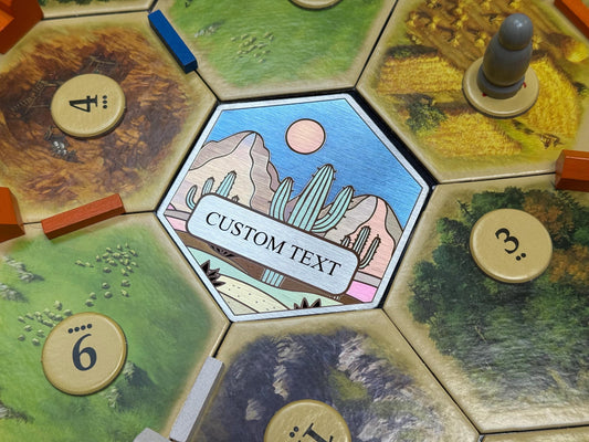 Custom Catan Desert Hex – Stainless Steel Replacement Piece for Settlers of Catan | Personalized Game Gift for Weddings or Housewarming