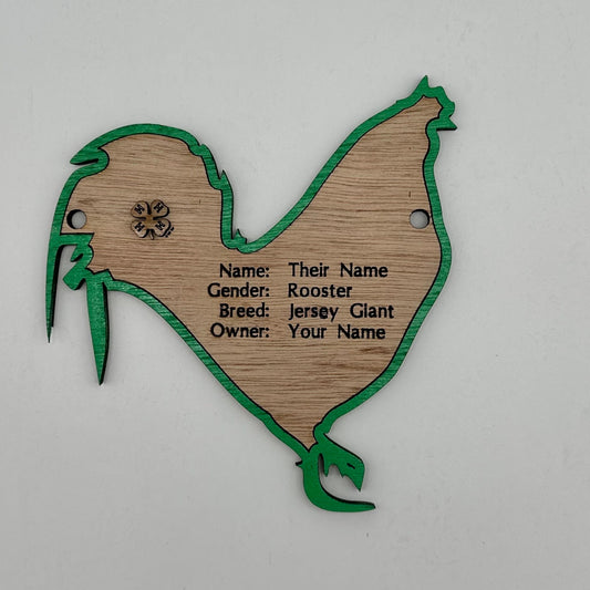 Chicken-Rooster cage tag pen stall name plate label for livestock shows chicken poulty