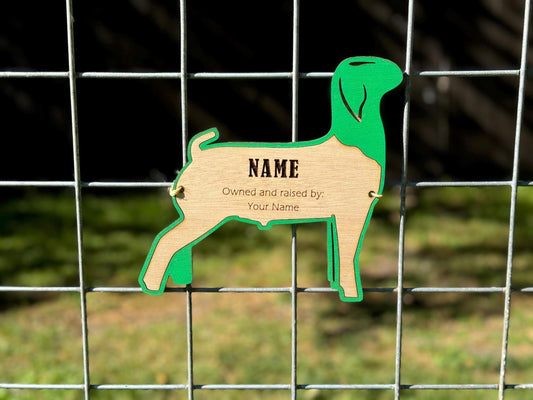 Goat- Boer Market Goat Stall tag or name plate label for market fairs and livestock shows
