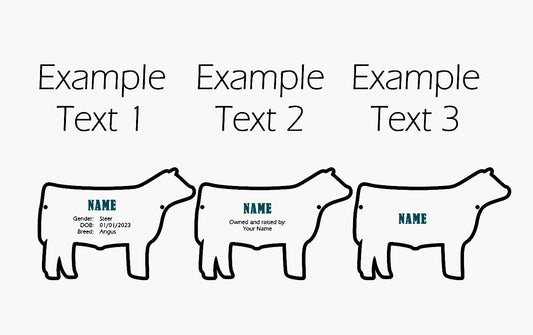 Cattle-Steer Stall tag or name plate label for fairs and livestock shows for Market Steer