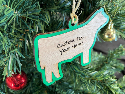 Cattle-Steer Ornament for Cattle Lovers on Christmas aka Xmas. Good for a Buyers Gift, Thank you Gift, or Market Steer Gift