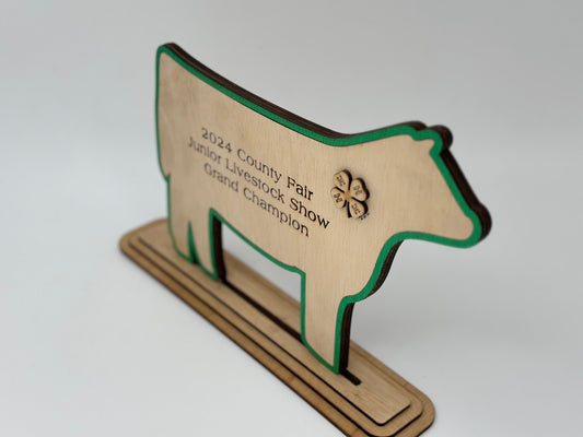 Cattle-Heifer Show Award for  livestock shows Cow Bovine Cattle 4H 4-H Trophy