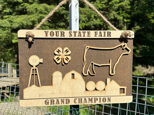 Livestock Show Award for Type, Showmanship, Jackpot, County Fair, State, Goat, Lamb, Steer, Angus, Rabbit, Grand Chanpion 4H 4-H Trophy Open
