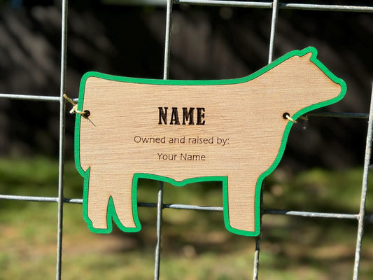 Cattle-Steer Stall tag or name plate label for fairs and livestock shows for Market Steer