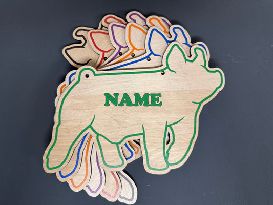 Market Hog Stall Sign Customizable Wooden Pig