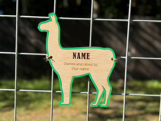Llama Stall tag or name plate label for fairs and livestock shows