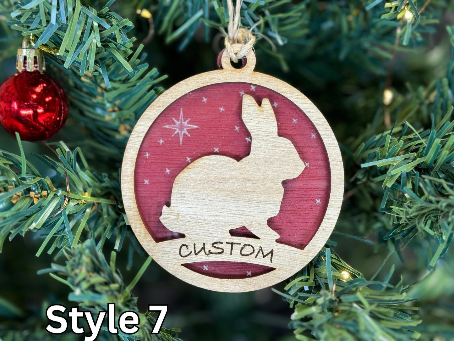 Rabbit Ornaments for Christmas, Thank you gift idea or 4H Club, livestock, animal, farm, rustic, wooden