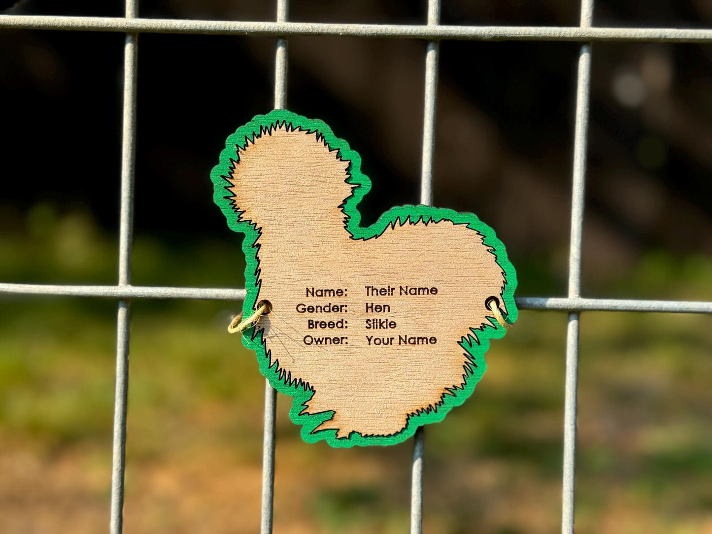 Chicken-Silkie cage tag pen stall name plate label for livestock shows Hen Bird poultry