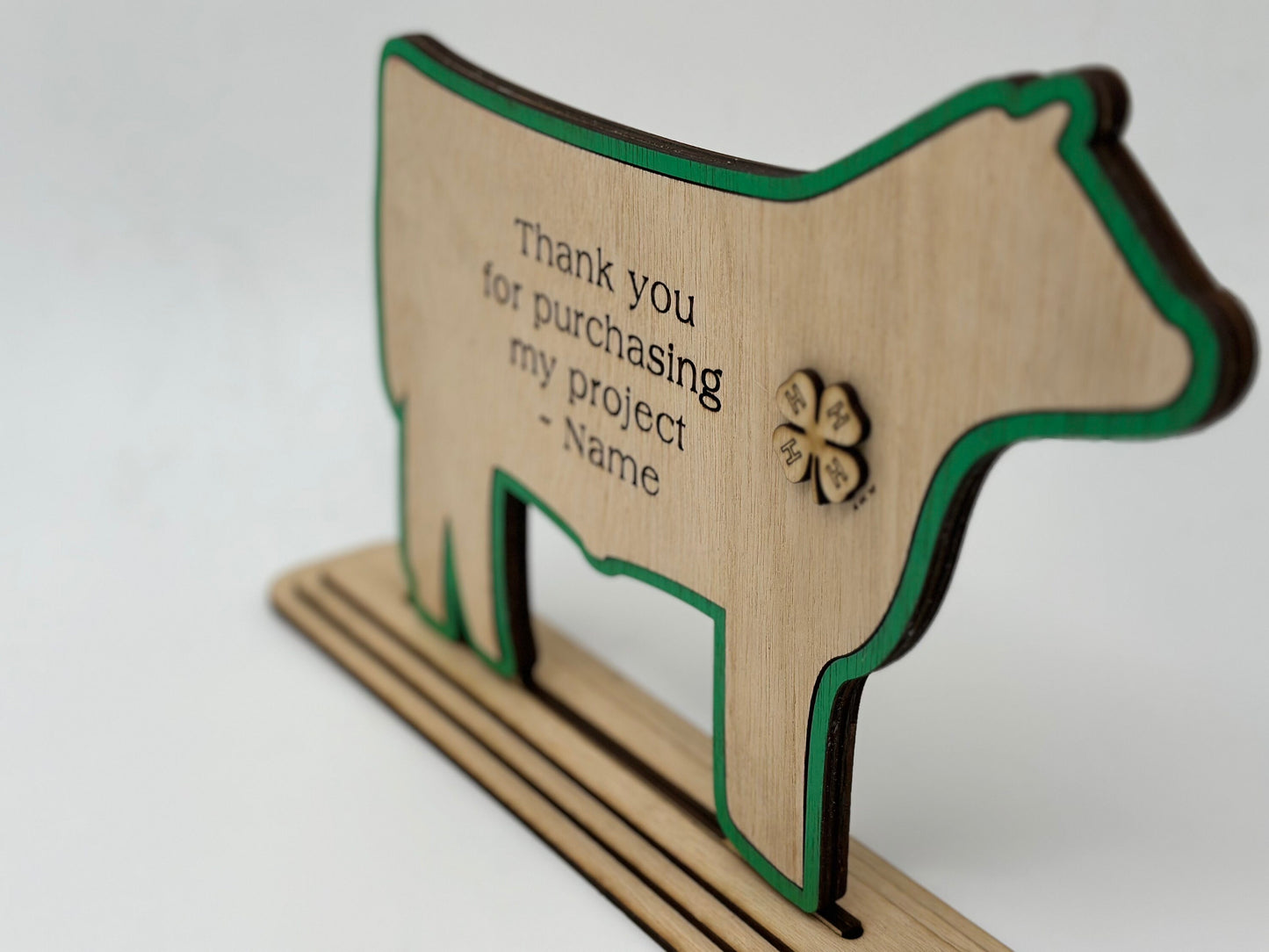 Cattle-Market Steer Handcrafted Wooden Buyers Thank You Gift or Sponsor Gift for Auctions Perfect County Fair Junior Livestock Show Award Trophy 4H