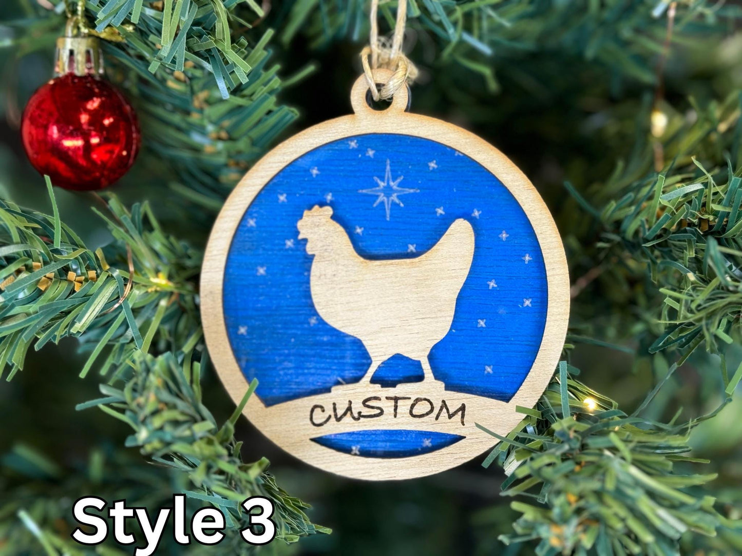 Chicken Ornaments for Christmas, Thank you gift idea, Buyer Gift, or 4H Club, livestock, animal, farm, rustic, wooden