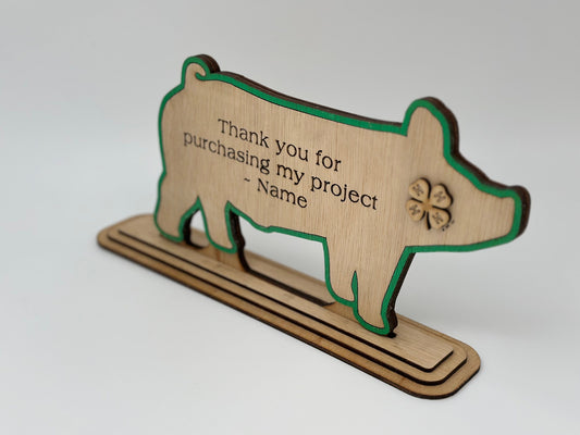 Pig Market Hog Barrow Wooden Buyers Thank You Gift Sponsor Gift for Auctions Perfect County Fair Livestock Show Award Trophy 4H