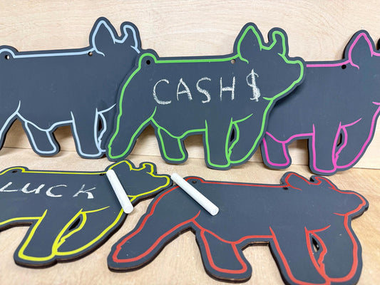 Chalk hog stall sign for livestock shows or county fairs market hog pig barrow
