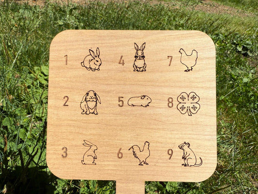Custom Wooden Small Animal Cage Tag – Personalized Rabbit, Guinea Pig, Chicken, Duck, Poultry & Rat Show Nameplate