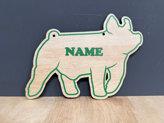 Market Hog Stall Sign Customizable Wooden Pig