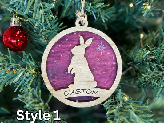 Rabbit Ornaments for Christmas, Thank you gift idea or 4H Club, livestock, animal, farm, rustic, wooden