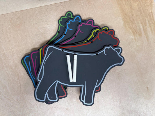 Market steer Chalk stall sign for livestock shows or county fairs cattle sign