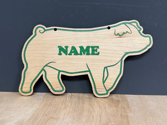 Duroc Market Hog Stall Sign Customizable Wooden Pig