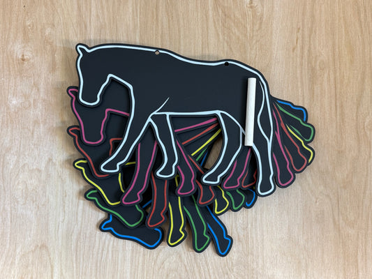 Horse Chalkboard Sign, 11x7 Stall Name Plate, Custom Color Outline, Reusable Message Board, Barn Decor, Gift for Horse Lovers