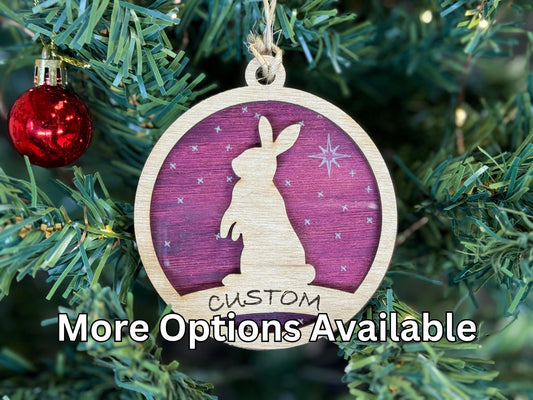 Rabbit Ornaments for Christmas, Thank you gift idea or 4H Club, livestock, animal, farm, rustic, wooden