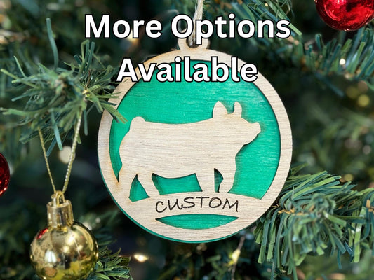 Pig Ornaments for Christmas, livestock, animal, farm, rustic, wooden, gift idea, hog boar sow swine barrow thank you gift or buyer gift