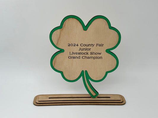 4-H Clover Small Animal Show Award for livestock shows, good for bunny, rabbit, cavy, cat, dog, pigeon