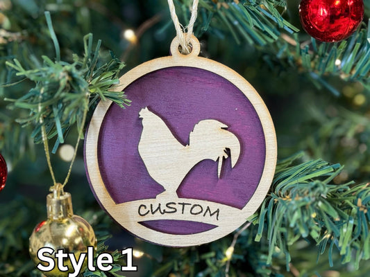 Chicken Ornaments for Christmas, livestock, animal, farm, rustic, wooden, gift idea, award, market chicken buyer gift, thank you gift