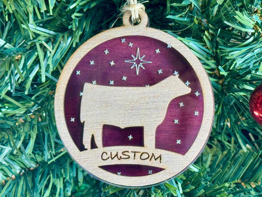 Cattle Ornaments for Christmas, Thank you gift idea, Buyer Gift, or 4H Club, livestock, animal, farm, rustic, wooden steer heifer cow